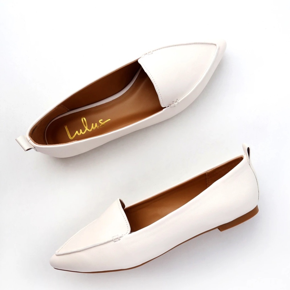 Emmy White Pointed Loafers